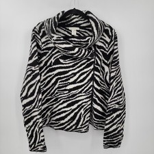 Christian Siriano New York Women's Xl Wool Blend Sweater Jacket Zebra Print Nwot