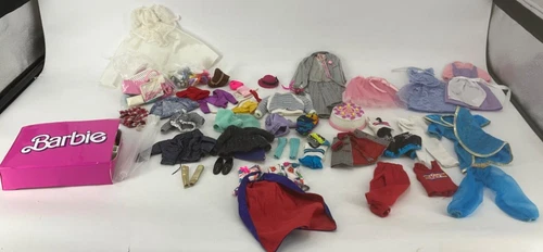HUGE LOT Vintage Barbie Clothes Outfits Accessories Kitchen Grocery Costume