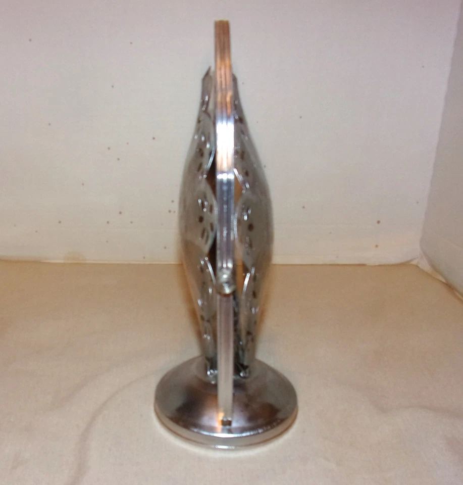 Chrome Plated Pierced Metal Folding Floral Desert Trays w/Carrying Handle on It - Image 3 of 4