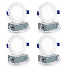 4 Pack 4 Inch LED Recessed Ceiling Light with Junction Box 3000K/4000K/5000K Se