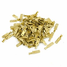 100 pcs 6mm speaker spade male terminal cable connector gold tone  KD uq