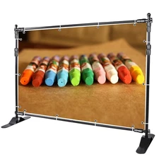InstaHibit 10ft Banner Stand Adjustable Trade Show Backdrop Wedding Display