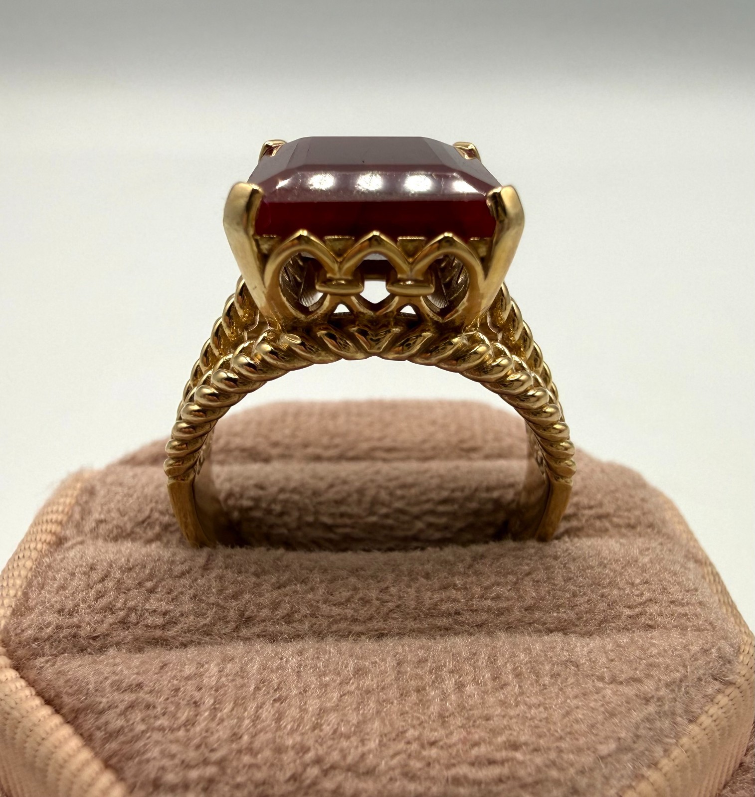 Sterling Silver/ Gold Plated Ruby Ring - image 3