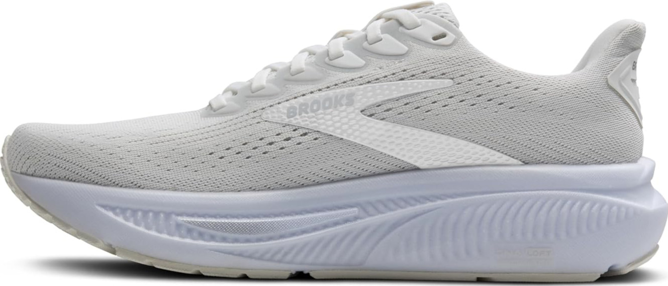 Brooks Women's Ghost 17 White/White/Grey Athletic Lace Up Shoes- Medium/B