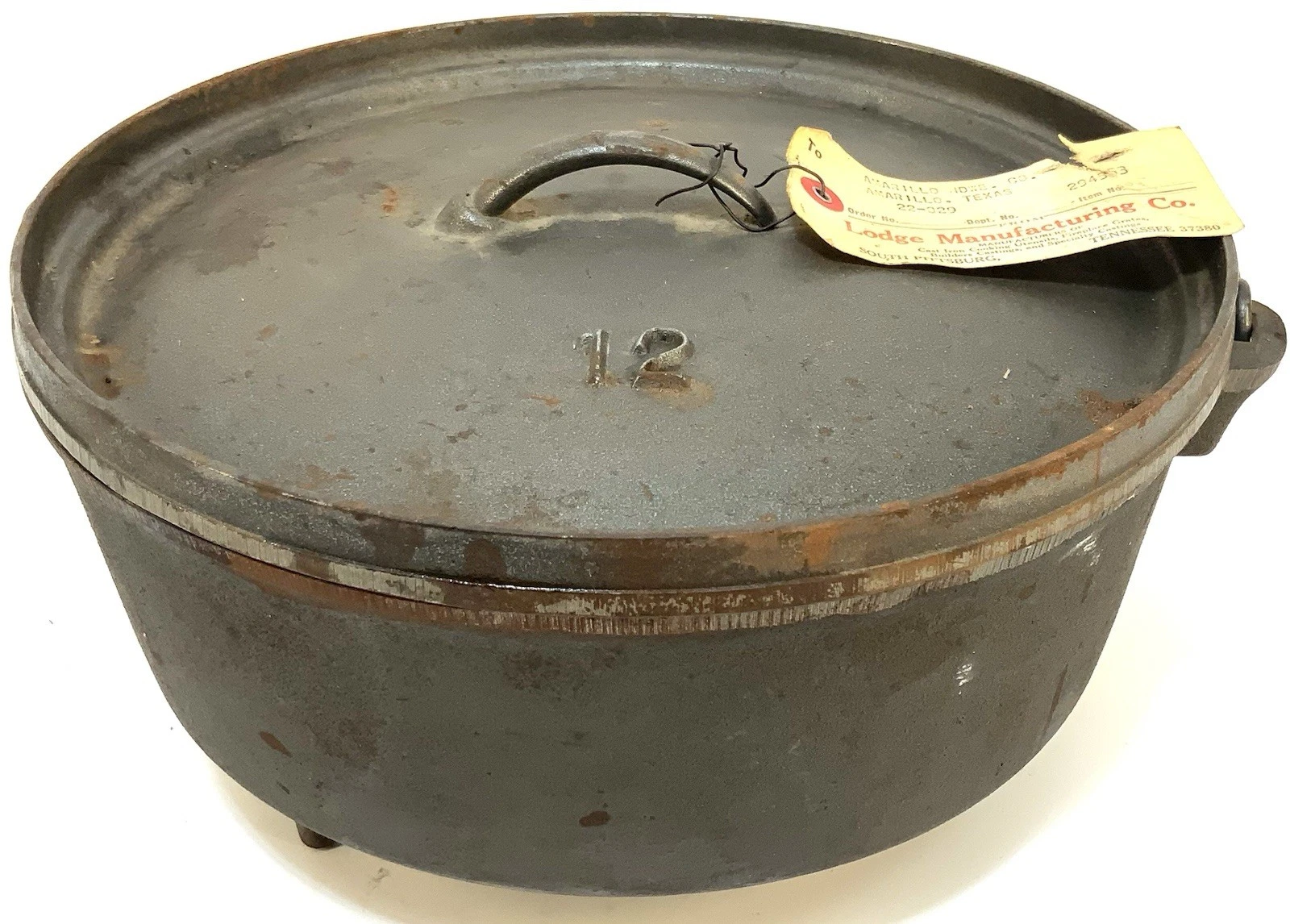 RARE! Lodge N.L. #12 NEW WITH TAGS! Early Cast Iron Camp 3 leg Dutch Oven Lid