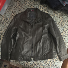 Tommy Hilfiger Mens Black Leather Jacket XL F...