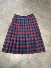 Vintage Pendleton Skirt Wool Plaid Tartan Pleated USA Virgin Size 14 Womens Red