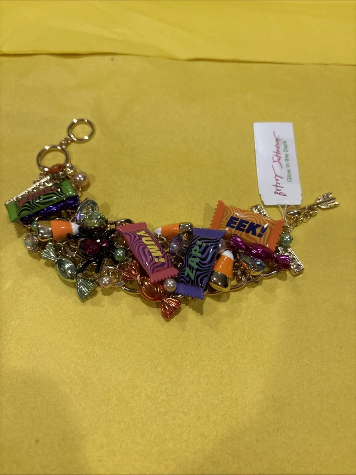 NUEVO Pulsera Betsey Johnson Halloween Caramelo Araña Cristales Multicolor Foto 4 de 4