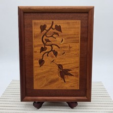 Vintage Wood Marquetry Hummingbird Art By Jeff Nelson - Hudson River Inlay