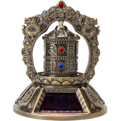 Premium Tibetan Prayer Wheel   Silent Spinning Om Mani Padme Hum Solar Powere...