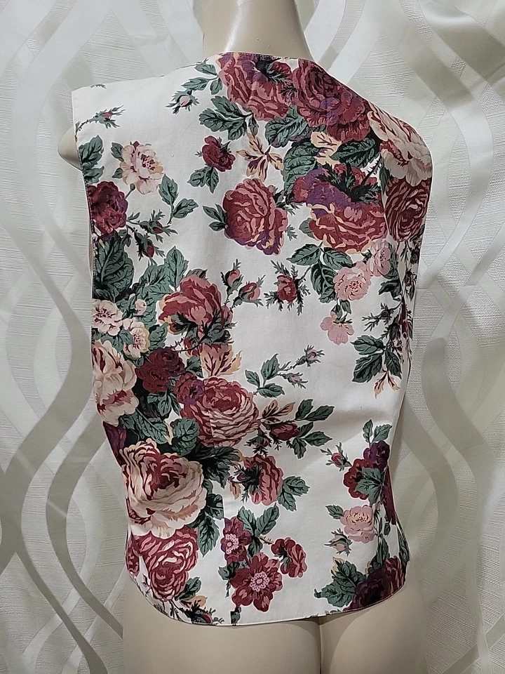 Finity for Saks Fifth Avenue Rose Cotton Canvas Button Down Sleeveless Vest Sz L - Image 3 of 4