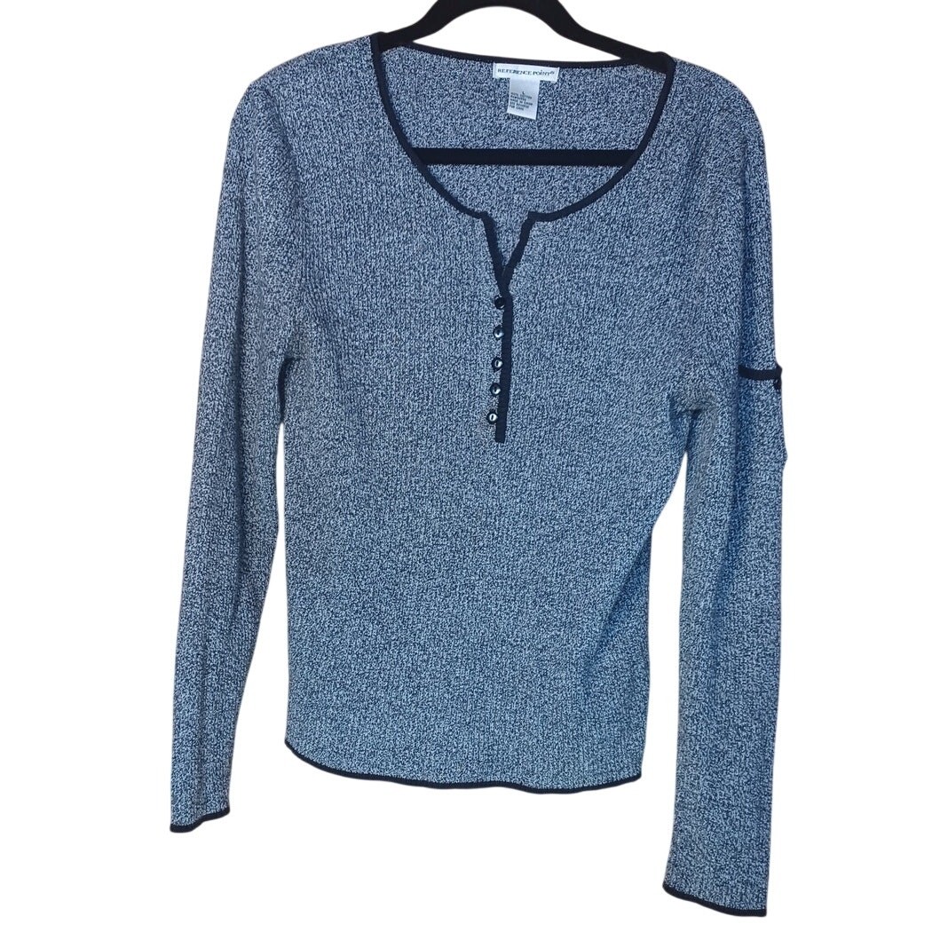 Reference Point Gray Black Marled Knit Henley Swe… - image 3