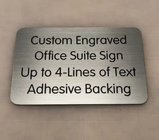 Custom Engraved 4"x6" Brushed Silver Office Sign Hours Business Wall Door Plaque