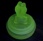 LE Smith Love Birds Powder Vanity Jar 5" Satin Green Vaseline Uranium Depression