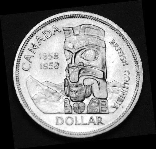 1958 $1 silver proof like UNC MS coin in a paper flip