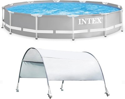 Above Ground Pool, 12ft x 30in Prism Frame Round w/ Canopy, Pump Not Incl