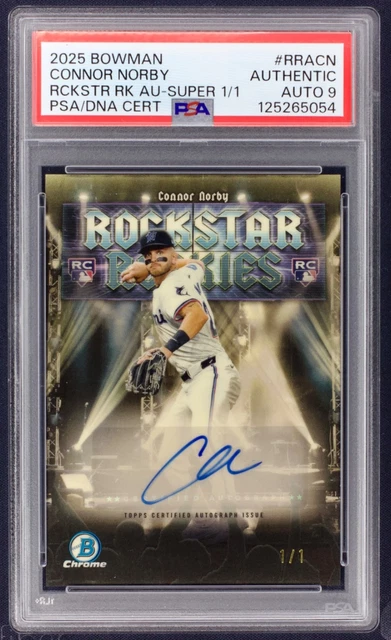2025 Bowman Chrome Rockstar Rookies Connor Norby Superfractor 1/1 Auto PSA 9
