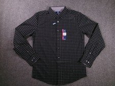 George Dress Shirt Mens S Classic Fit Wrinkle Resistant Stretch Poplin Plaid