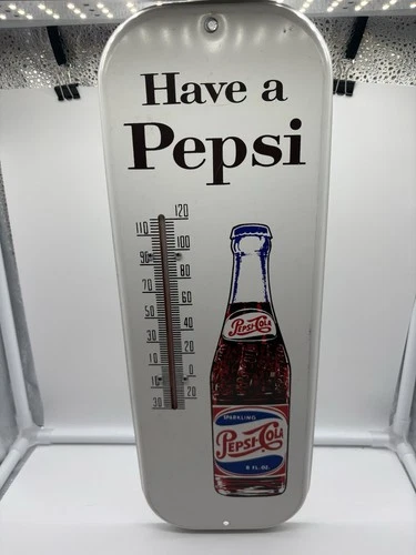 Pepsi Cola Metal Tin Thermometer Indoor Outdoor Man Cave Vintage Reproduction