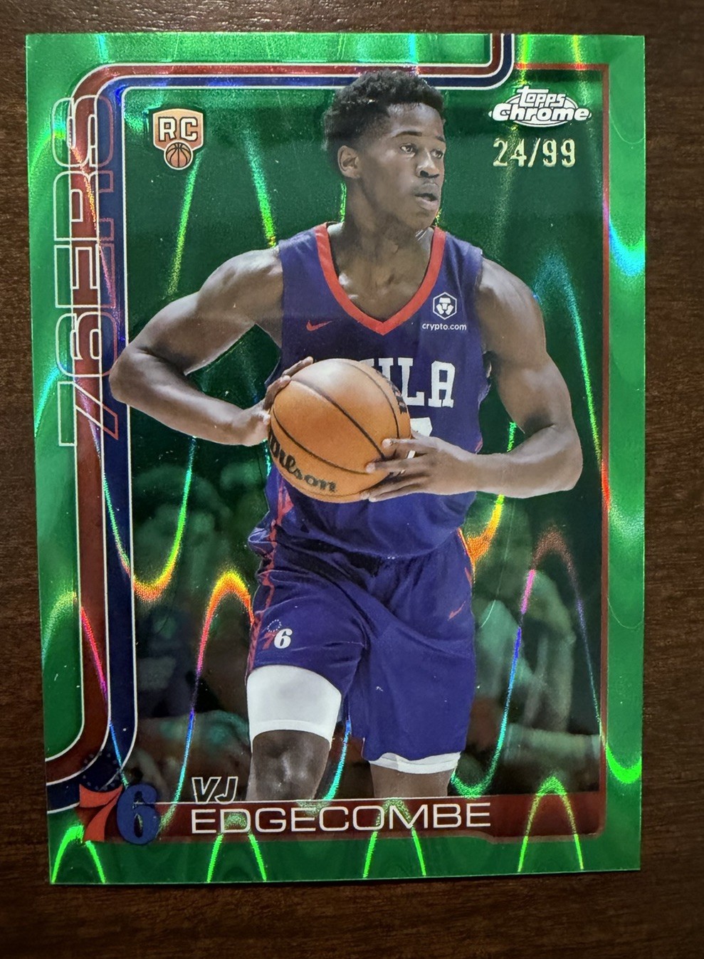 2025 Topps Chrome VJ Edgecombe #253 RC Rookie RayWave Green Refractor /99