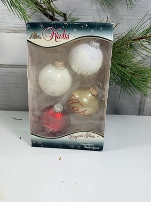 Christmas By Krebs Glass Christmas Tree Ornaments Set Of 4 Glitter READ