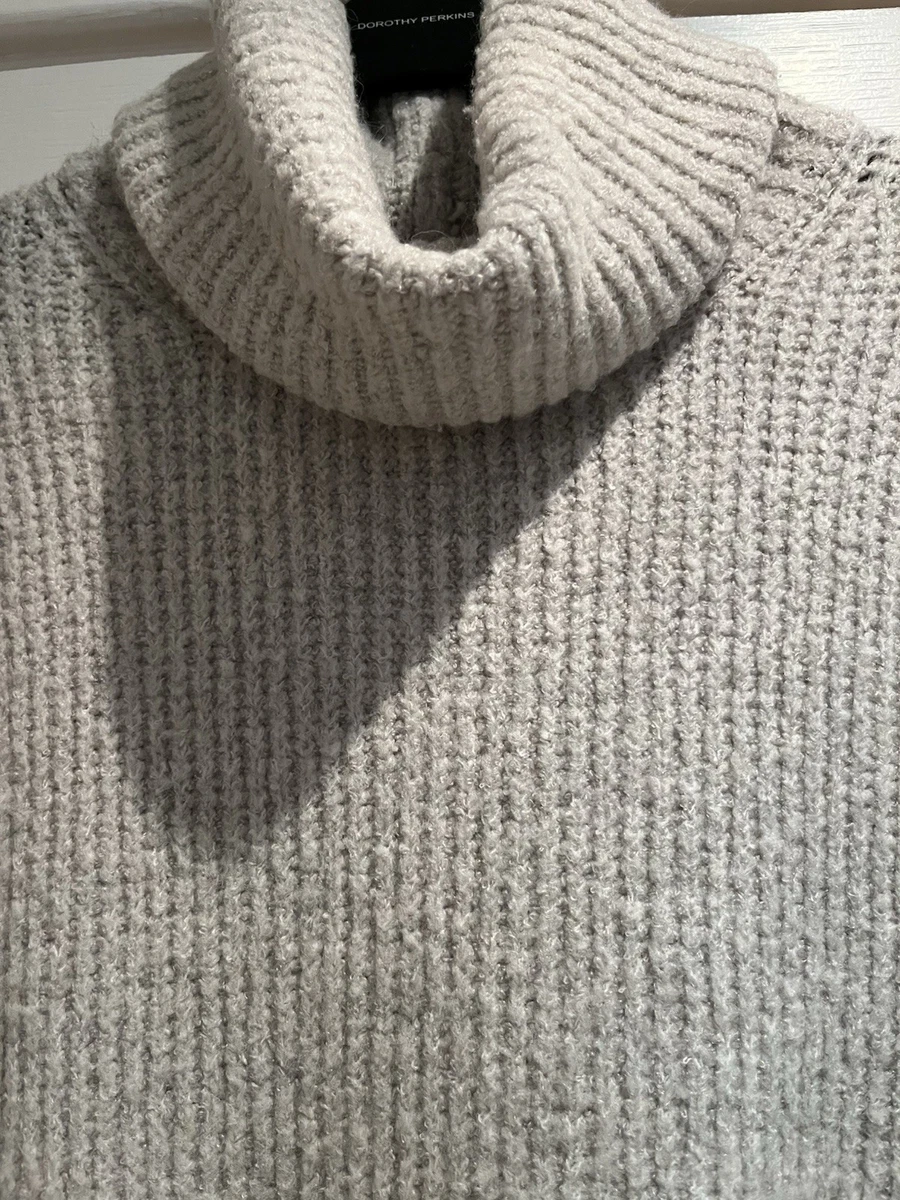 Zara  light Grey Chunky Knit roll neck Long Sleeve oversized Jumper Size S
