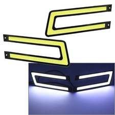 2 Pcs White Cob Drl Led Daytime Running Light For Universal Car Driving Fog Lamp
