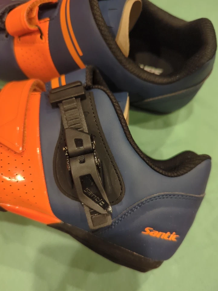 Zapatos de Ciclismo Santic Talla 9 EE. UU., 43 Euro - Sin Bloqueo Azul Oscuro/Naranja ¡Nuevos! Foto 3 de 4