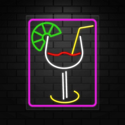Cocktails Sign for Business Displays | LED Flex Neon | 24''W x 31''H x 1''D
