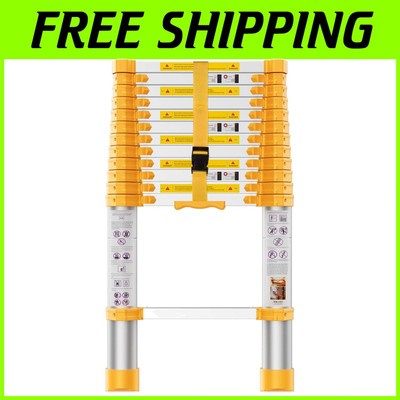 High-Quality 12.5FT Telescoping Ladder with Independent Locking & Support Tools