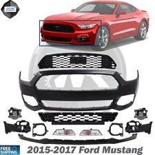 NEW Front Bumper Cover Primed & Grille Assembly Kit For 2015-2017 Ford Mustang
