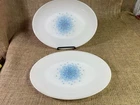 MCM 2-Blue Mosaic 11.5” Oval Platters Anchor Hocking/Fire King-Oven Ware, Vtg.