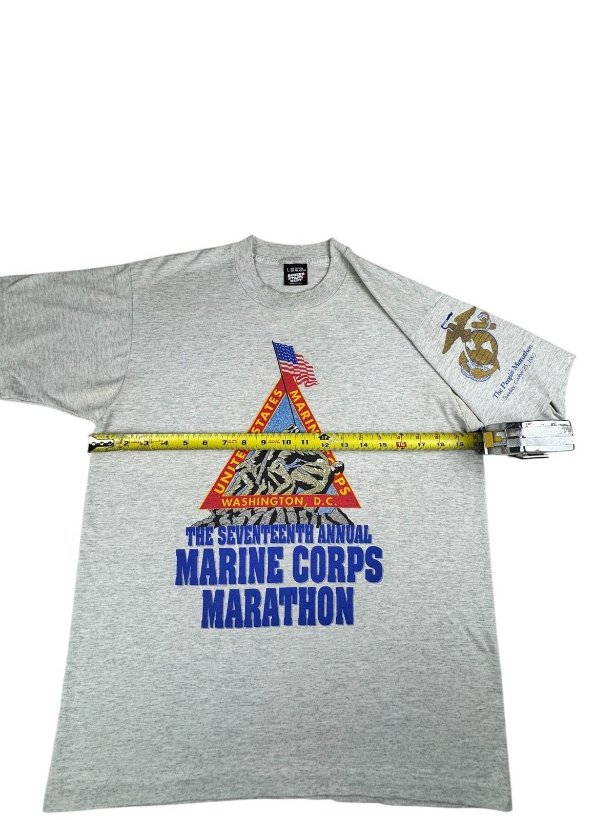 VTG The 17Th Annual Marine Corps Marathon T-Shirt Gray Large 1992 Washington DC