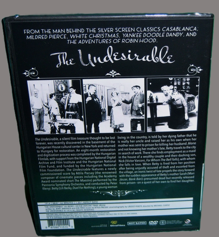 NEW RARE OOP OLIVE FILMS MICHAEL CURTIZ THE UNDESIRABLE SILENT MOVIE DVD 1914 - Image 2 of 2