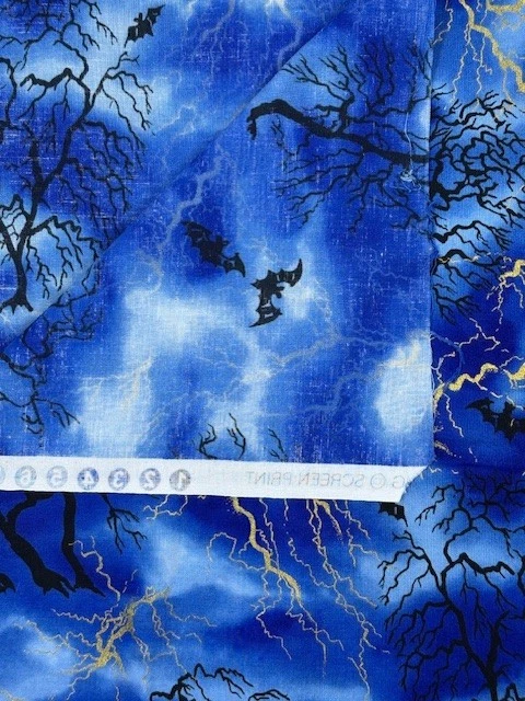 Murciélagos Azul Halloween Tela Hobby Lobby por Tropical Trading 1 Yarda 40" x 27" Foto 2 de 3