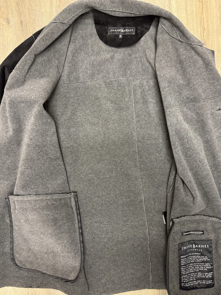 Jhane Barnes 日本粘结剪绒面革夹克男式中号羊毛领 — 第 4/4 张图片