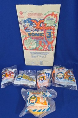 1993 McDonald's Sonic the Hedgehog 3 Complete Set of 4 + Under 3 toy & Bag NEW
