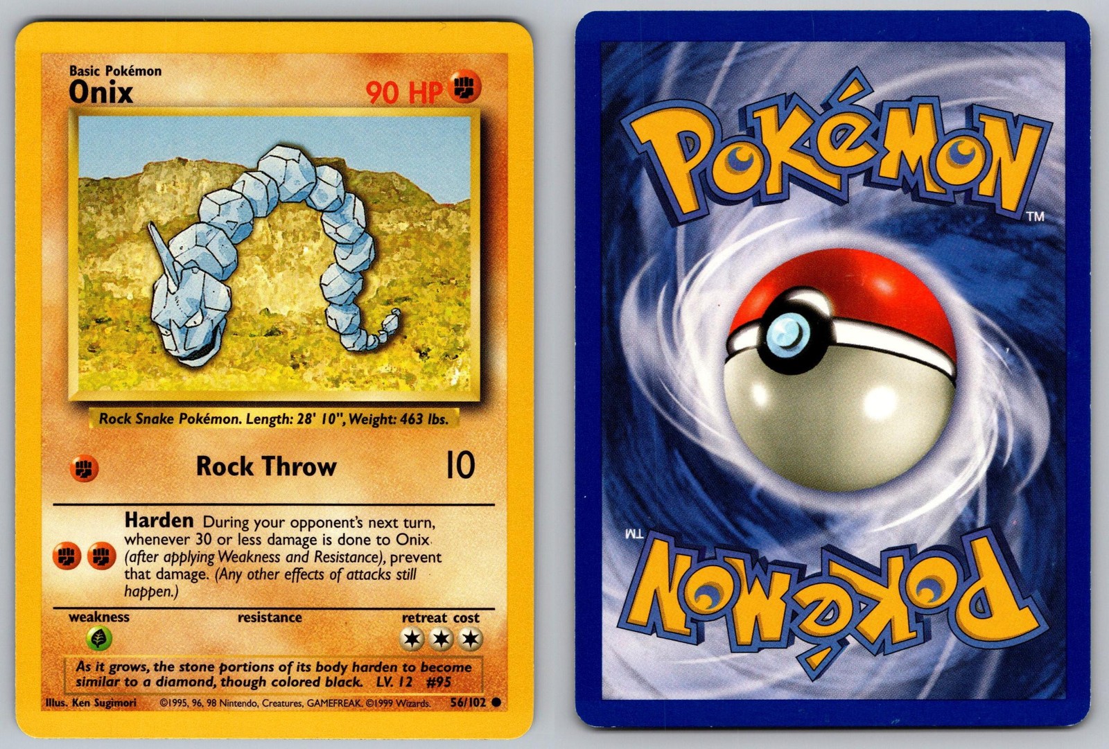 Pokemon : Base Set Unlimited Onix 56/102 Common LP