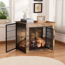 Furniture Style Dog Crate, Puppy Cage End Table, Pet Kennel Sheltering w/ 2Doors