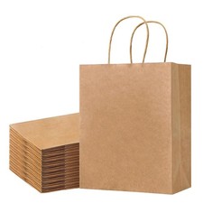 50/100 Large Brown Kraft Paper Shopping Gift Bags with Handles 10.6x8.26x4.3inch