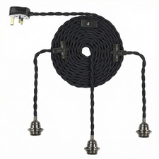 3-Light Plug in Pendant Lamp Hemp Rope Ceiling Light with Switch for Home DIY
