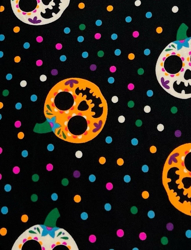 LuLaRoe Leggings TC2 Tall Curvy 2 Rare NEON Sugar Skull PUMPKIN DOT Halloween - Image 3 of 4