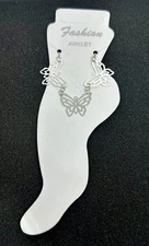 Silver Tone Filigree Butterfly Link Adjustable Chain Anklet NEW