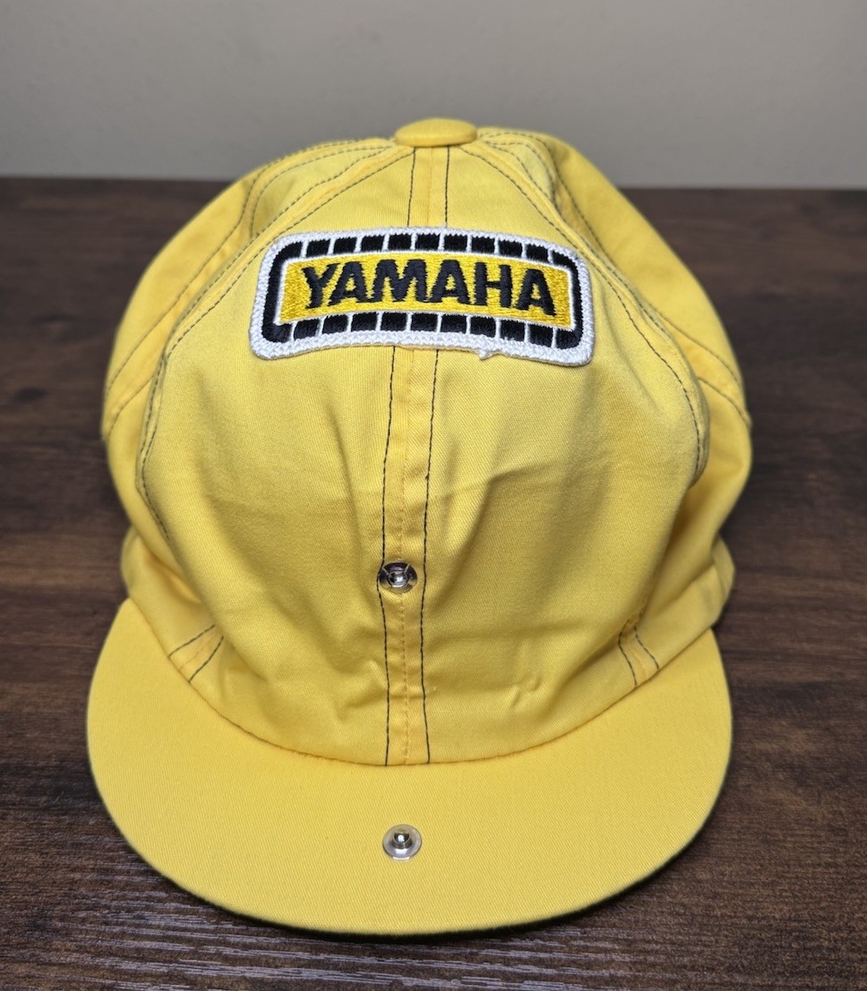 帽子 LESS TAILOR ITALIAN HAT Yellow VINTAGE 70s Yamaha Team Newsboy Flat Hat Cap Motorycle Racing