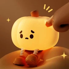 Cute Silicone Pumpkin Night Light, USB Rechargeable Dimmable Nursery Lamp....