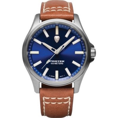 ProTek USMC Field Watch 3100 Series Titanium Case Leather Strap Quartz - PT3003