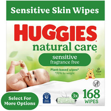 Huggies Natural Care Sensitive Baby Wipes, Unscented, 3 Pack, 168 Total Ct