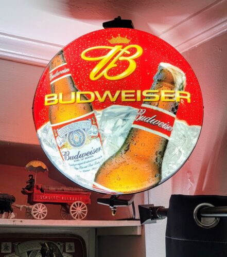 Budweiser Rotating Flange Light Sign, Year 2004 - Picture 1 of 11