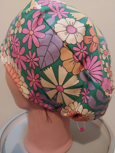 Nurses retro print cotton long hair scrub cap, doctor, scrub hat. Handmade Aust - Picture 10 of 15