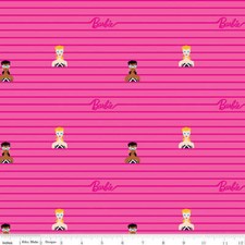 Barbie  World Barbie Stripe Hot Pink Cotton Fabric